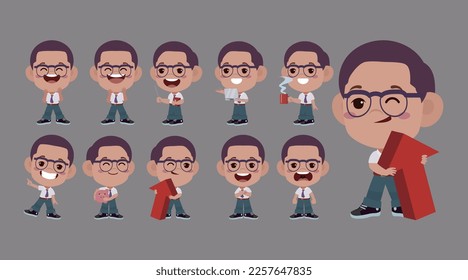 Business people set different gestures