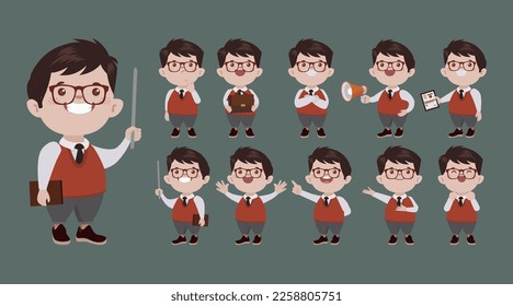 Business people set different gestures