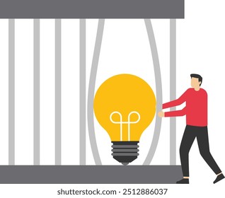 Business people set free light bulb ideas, Vector illustration design