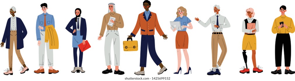 Business People Set, Group of Office Employees, Entrepreneurs or Managers Characters Vector Illustration