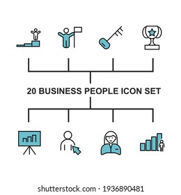 business people set icon, isolated business people set sign icon, vector illustration