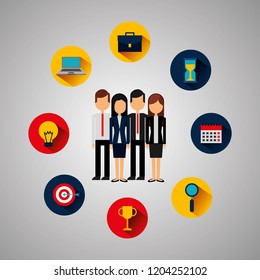 business people with set icons