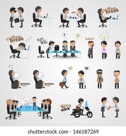 Business People Set - Isolated On Gray Background - Vector Illustration, Graphic Design Editable For Your Design. Team Working In Office.  