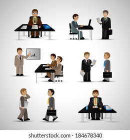 Business People Set - Isolated On Gray Background - Vector Illustration, Graphic Design Editable For Your Design. Team Working In Office.