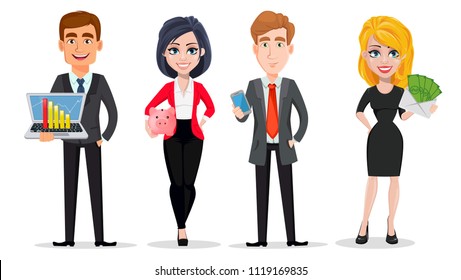 Business people, set. Business men and business women. Vector illustration on white background.