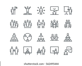 Business people. Set of outline vector icons. Contains such Icons as Business Meeting, Handshake, Agreement, One on One Meeting and more.