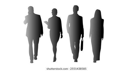 Business people, set of vector Illustration silhouettes. Isolated on white.