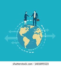Business People Shake Hands As A Symbol Of Globalisation And A Team Work. 