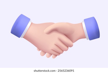 Business people shaking hands. Deal or agreement contract and successful business deal. Contract and partnership. Business meeting, Handshake, Greetings, Cooperation. 3d vector illustration