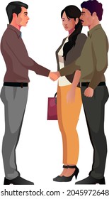 business people shaking hands finishing up a meeting vector illustation characters