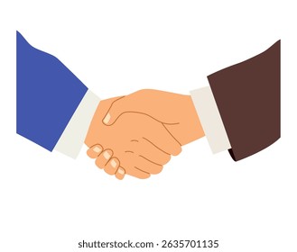 Business people Shaking Hands friendship concept vector Illustration. Cartoon drawing of two men sealing a successful agreement