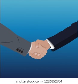 Business people shaking hands. Handshake. Finishing up a meeting. Vector illustration