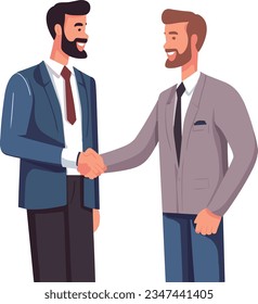 Business people shaking hands. Handshake of two men in business suits. Vector illustration