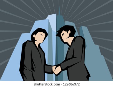 Business people shaking hands to make deal
