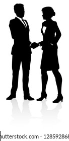 A Business People Shaking Hands Silhouette