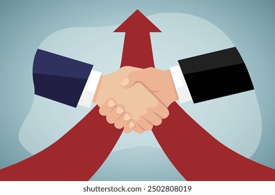 Business people shaking hands. Teamwork Vector illustration