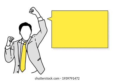 Business people show hand up to sucess hand draw pictogram style vector design illustration.
