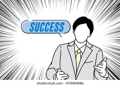 Business people show hand to sucess hand draw pictogram style vector design illustration.