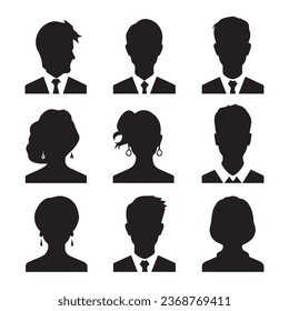 business people silhouette avatar set flat style