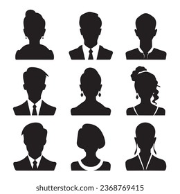 business people silhouette avatar set vector design