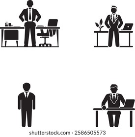 Business people silhouette bundle, including different postures