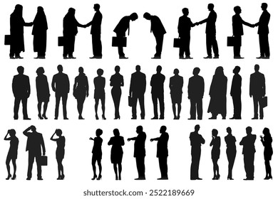 business people silhouette collection isolated on white