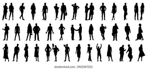 Business people silhouette collection. Set silhouettes of people working group. Silhouettes of business people