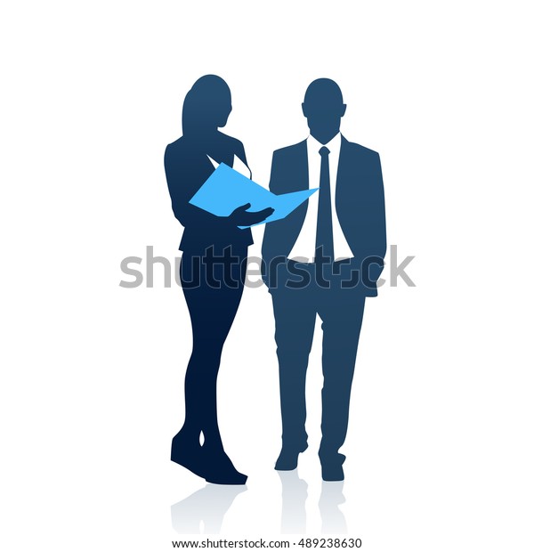 Business Silhouette Man Woman Team Stock (Royalty Free) 489238630