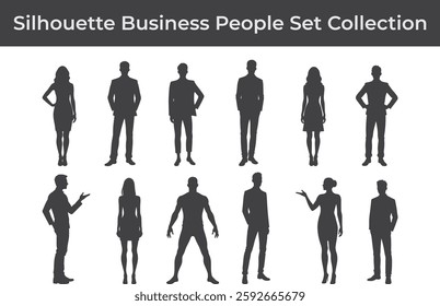 Business people silhouette vector set collection professional poses for corporate design
