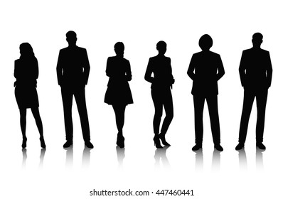 Vector Set Stand Businesswoman Silhouette Businesswoman Stock Vector ...