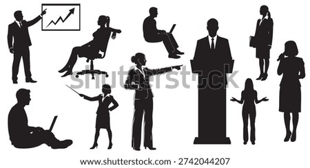 Business People Silhouettes Presenting Working Talking Meeting presentation