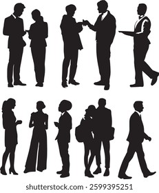 Business People Silhouettes – Professional Office and Networking Vector Set