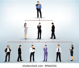 business people silhouettes in a pyramidal structure