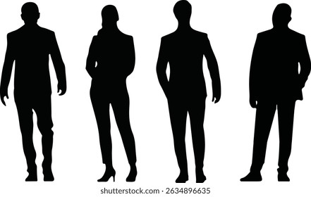 Business people silhouettes standing professional team