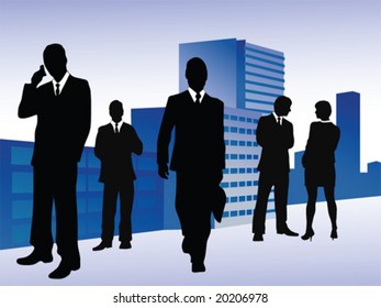 business people silhouettes - vector