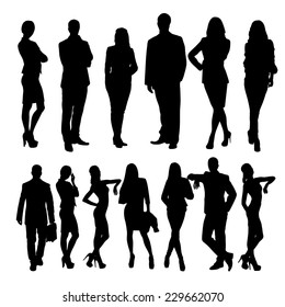 business people silhouettes vector illustration