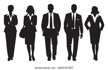 Business People Silhouettes Vector – Professional Teamwork and Leadership Illustration