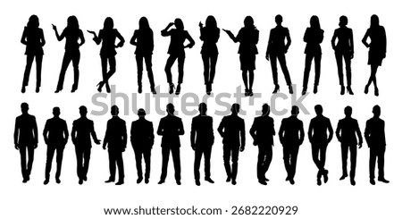 Business People Silhouettes Vector Set – Men and Women in Formal Clothes