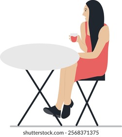 Business People Sitting at the Cafe Illustration. Isolated on White Background. Flat Vector Character.