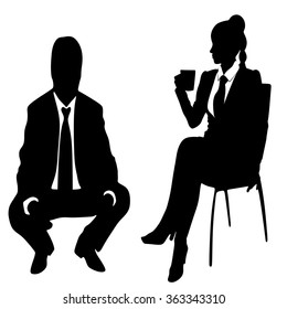 business people sitting and drinks coffee