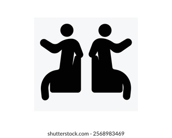 Business people sitting on sofa Chair and office worker vector icon. Workplace at the table with laptop. Man Working on Computer Icon Flat Graphic Design. Vector Illustration\ Business people sitting 