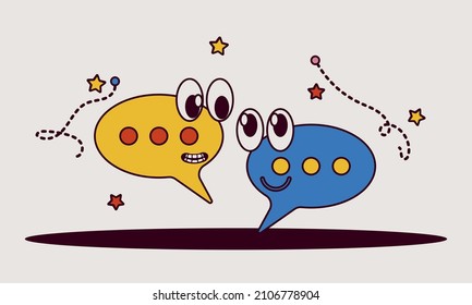 Business people social dialogue. Speech bubble chat goal discuss person vector illustration character concept cartoon. Communication talk background. Group connection language banner