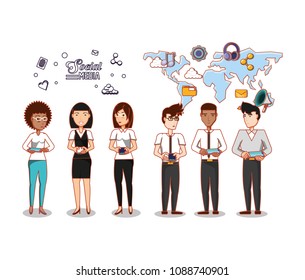 business people with social media icons