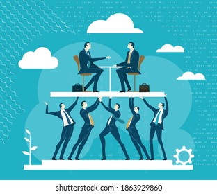 Business people solve problems, having a meeting, discussing new start up project. Business concept illustration. 