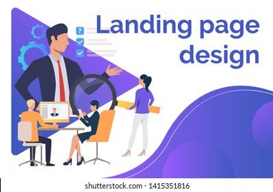 Business people solving problems. Leader, idea, objective. Business concept. Vector illustration for poster, presentation, new project
