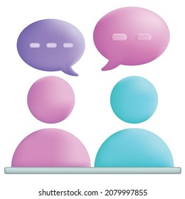Business people speech bubble 3d cartoon style vector illustration design.