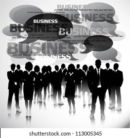 Business people with speech bubbles