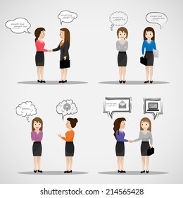 Business People With Speech Bubbles - Isolated On Gray Background - Vector Illustration, Graphic Design Editable For Your Design  