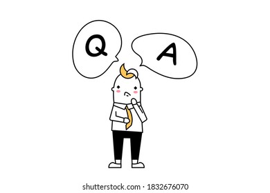 Business people stand thinking With speech bubbles with letters Q and A. vector illustration for graphic. flat design style minimal