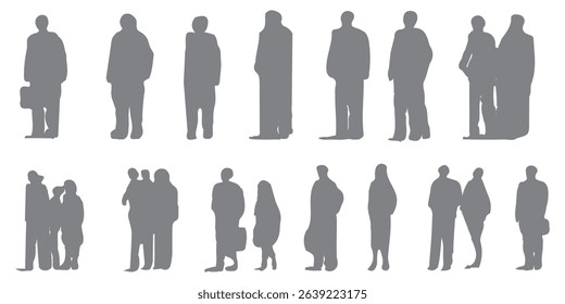 business people standing in group of silhouette.